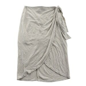MPC Minkpink -1927 Striped Tie Wrap Skirt Beige‎ Cream Knee Length Casual Medium